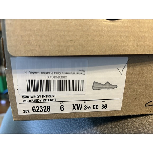 Clarks Cora Heather Burgundy Red Interest Camo 6 XW NEW Slip On Loafers - Picture 6 of 8